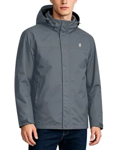 Little Donkey Andy Men's Waterproof Rain Jacket Gray | Lightweight, Waterproof & Windproof (70-120c) thumbnail 1