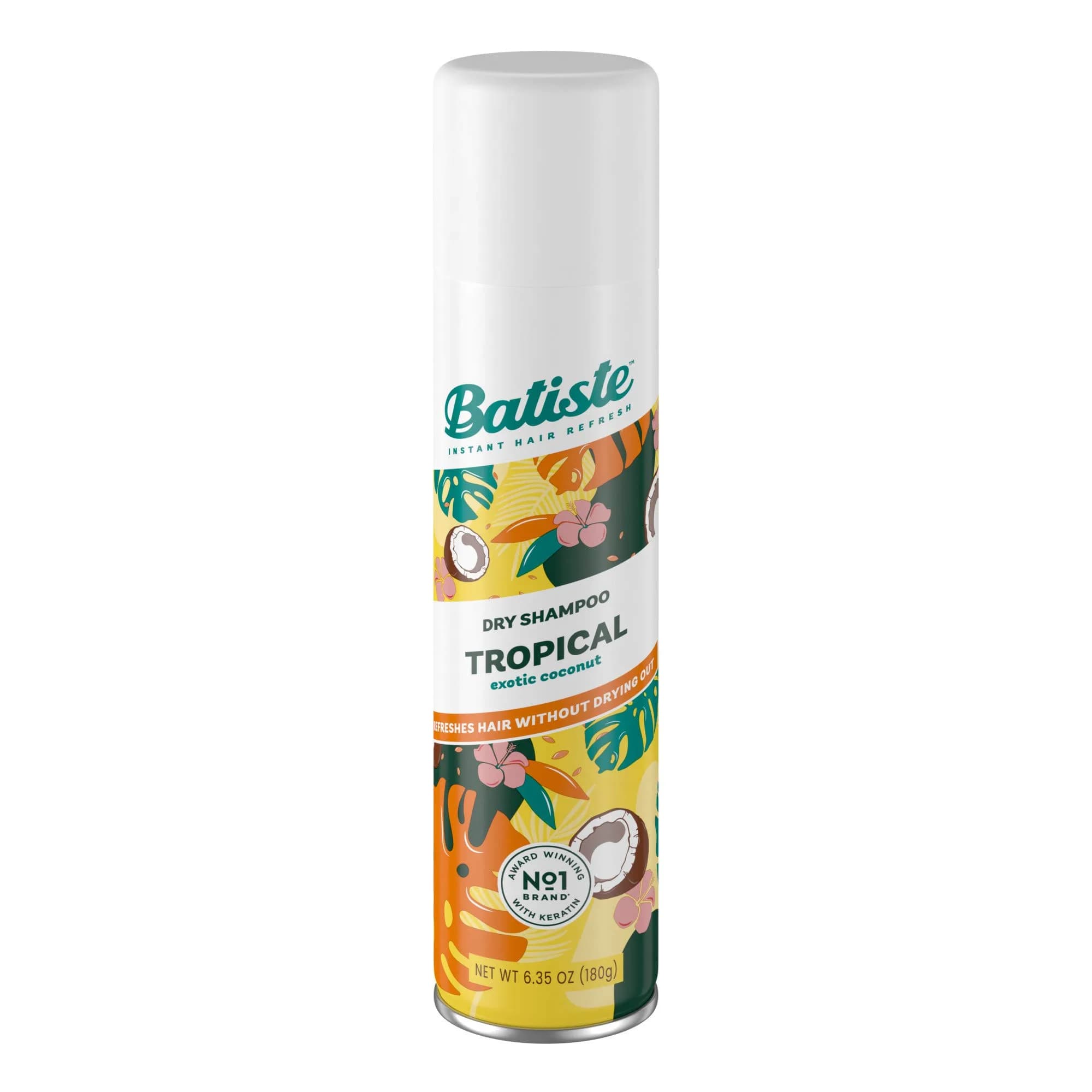 Batiste Tropical Dry Shampoo Spray 188ml (6.35 OZ) | Refreshes Hair & Absorbs Oil Instantly