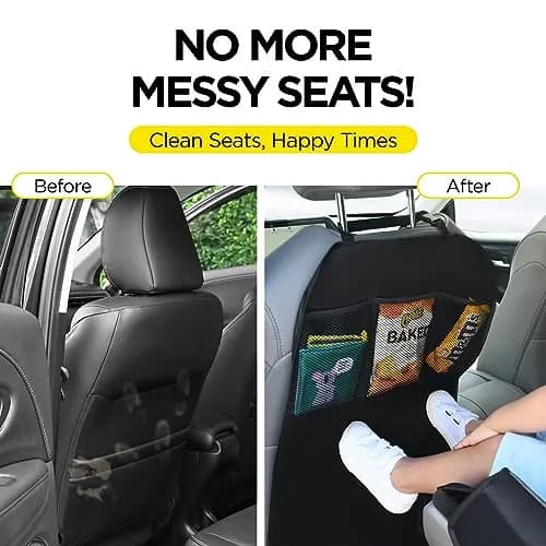 lebogner Back Seat Cover For Kids + 3 Pocket Storage Organizer, 2 Pack Waterproof Kick Mats | Protects Car Interior from Dirt & Mud thumbnail 5