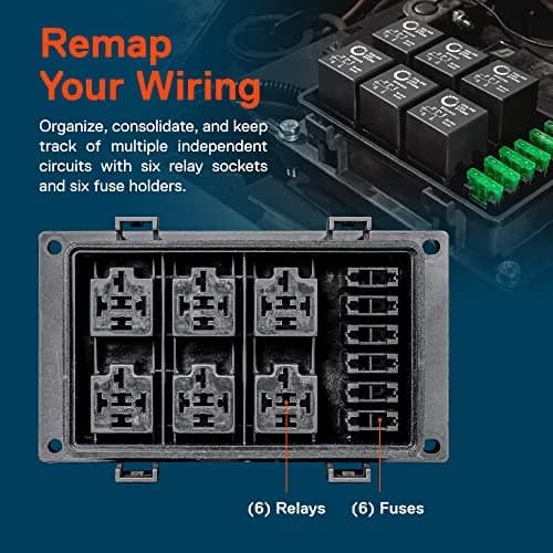 True MODS 12V Automotive Waterproof Fuse Relay Box with 6 Relays & 10 Fuses | IP65 Rated for Off-Road & Marine Use thumbnail 2