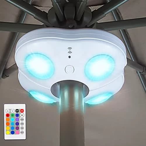 HONWELL Patio Umbrella Light 12-Color Cordless LED Battery Operated | 250 Lumens, Waterproof, Remote Control (49mm Diameter) thumbnail 1