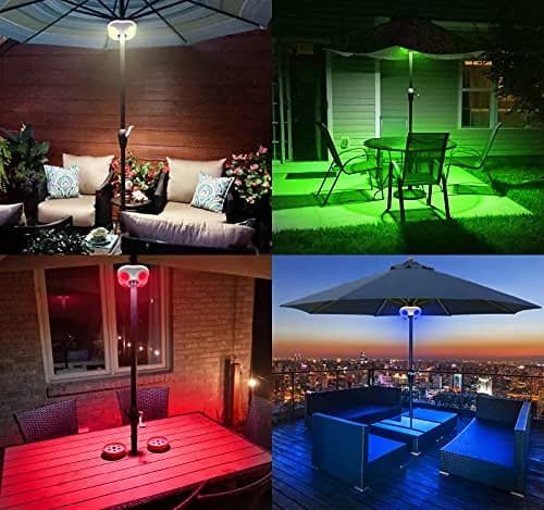 HONWELL Patio Umbrella Light 12-Color Cordless LED Battery Operated | 250 Lumens, Waterproof, Remote Control (49mm Diameter) thumbnail 4