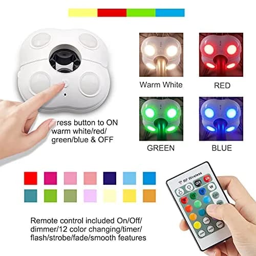 HONWELL Patio Umbrella Light 12-Color Cordless LED Battery Operated | 250 Lumens, Waterproof, Remote Control (49mm Diameter) thumbnail 2