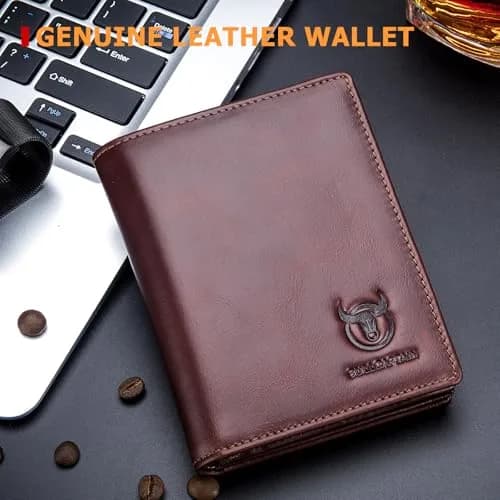 BULLCAPTAIN Genuine Leather Bifold Wallet for Men QB-027 Brown | RFID Blocking Large Capacity 11.9cm x 9.4cm x 2.5cm thumbnail 2