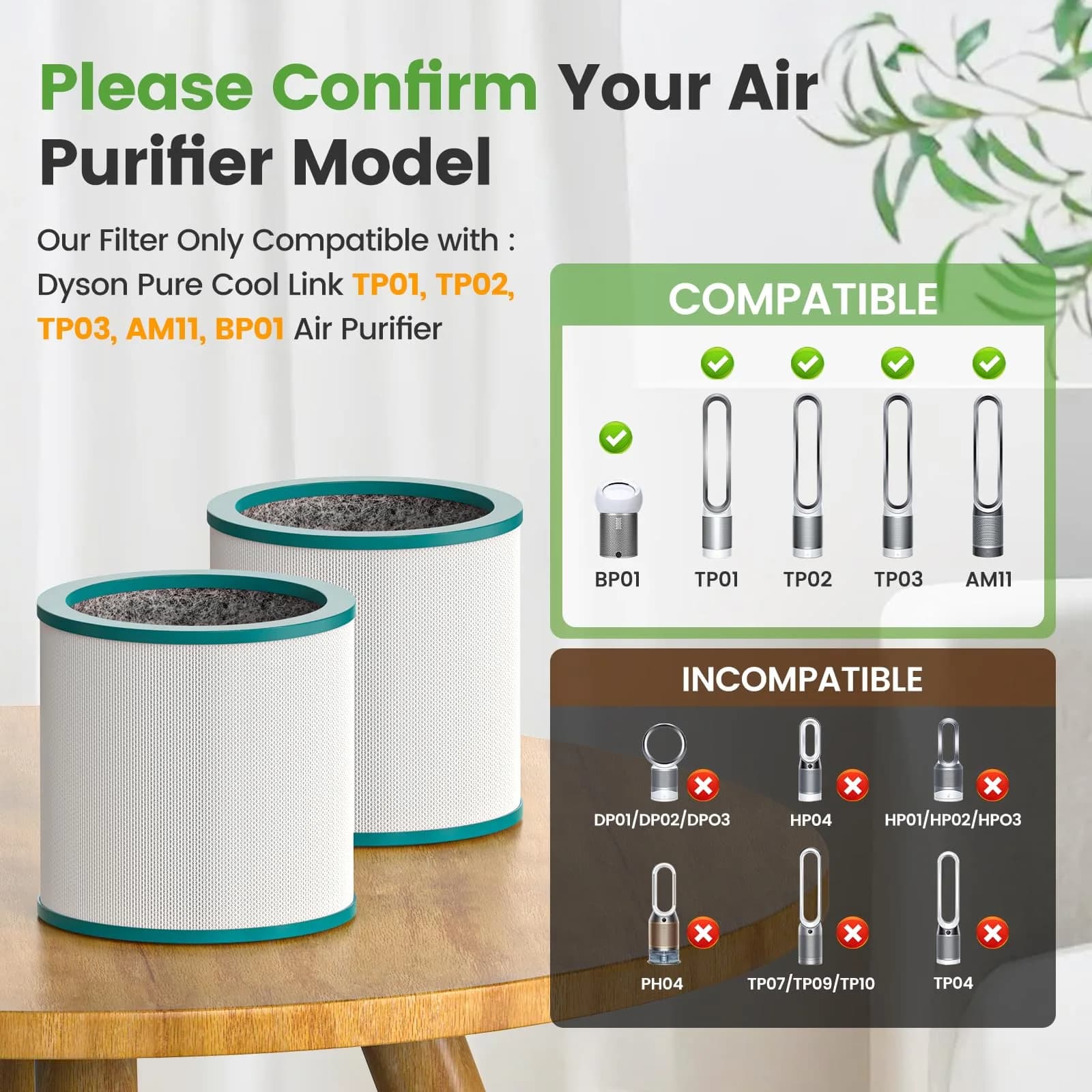 Colorfullife Replacement Air Purifier Filter for Dyson TP01, TP02, TP03, BP01 | 2-Pack True HEPA & Carbon - view 3