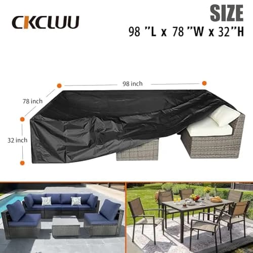 CKCLUU Patio Furniture Set Cover Water Resistant Large 98 Inch L x 78 W x 32 H | All-Weather Outdoor Protection thumbnail 6