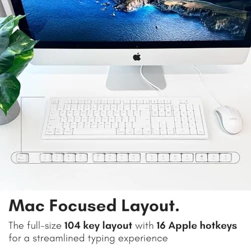 Macally QKEYCOMBO Full Size USB Wired Mac Keyboard and Mouse Combo with Numeric Keypad & Apple Shortcuts 2.27 kg (5 lb) | Ergonomic Design for Mac Computers thumbnail 4