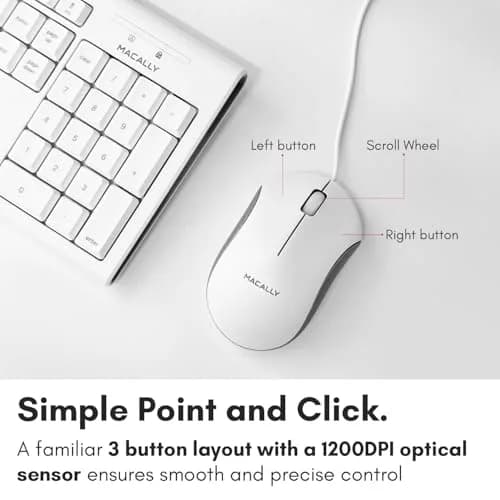 Macally QKEYCOMBO Full Size USB Wired Mac Keyboard and Mouse Combo with Numeric Keypad & Apple Shortcuts 2.27 kg (5 lb) | Ergonomic Design for Mac Computers thumbnail 5