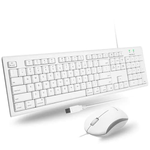 Macally QKEYCOMBO Full Size USB Wired Mac Keyboard and Mouse Combo with Numeric Keypad & Apple Shortcuts 2.27 kg (5 lb) | Ergonomic Design for Mac Computers thumbnail 1