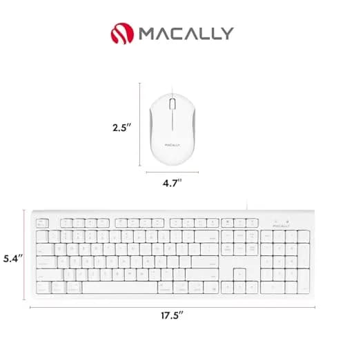 Macally QKEYCOMBO Full Size USB Wired Mac Keyboard and Mouse Combo with Numeric Keypad & Apple Shortcuts 2.27 kg (5 lb) | Ergonomic Design for Mac Computers thumbnail 7