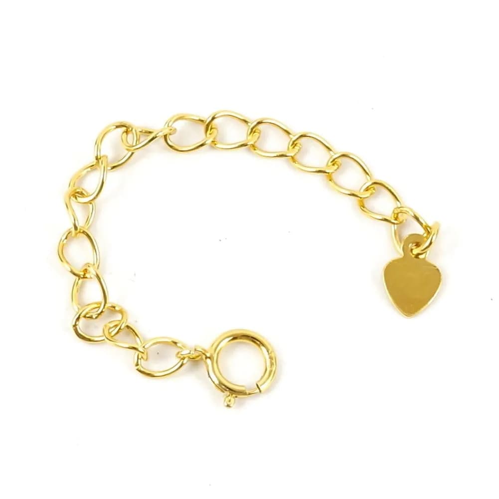 Adabele 18k Gold Plated Sterling Silver Chain Extender with Heart Drop, 7.62 cm (3 inch) | Adjustable Extension for Necklaces & Bracelets — Gold