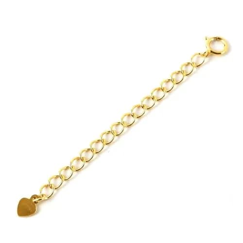 Adabele 18k Gold Plated Sterling Silver Chain Extender with Heart Drop, 7.62 cm (3 inch) | Adjustable Extension for Necklaces & Bracelets thumbnail 2