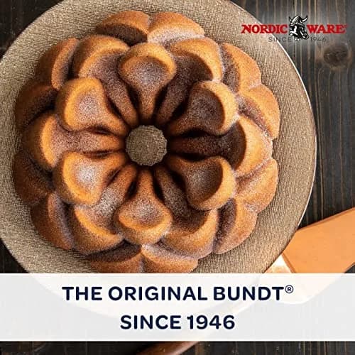 Nordic Ware Magnolia Bundt 10 Cup Toffee | Intricate Cast Aluminum Cake Pan thumbnail 2