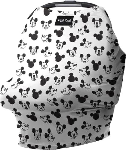 Milk Snob Original Disney 5-in-1 Cover Mickey Mouse Sketch, 1 Count | Breathable Rayon Blend for Car Seats, Nursing, Shopping Carts, High Chairs thumbnail 1