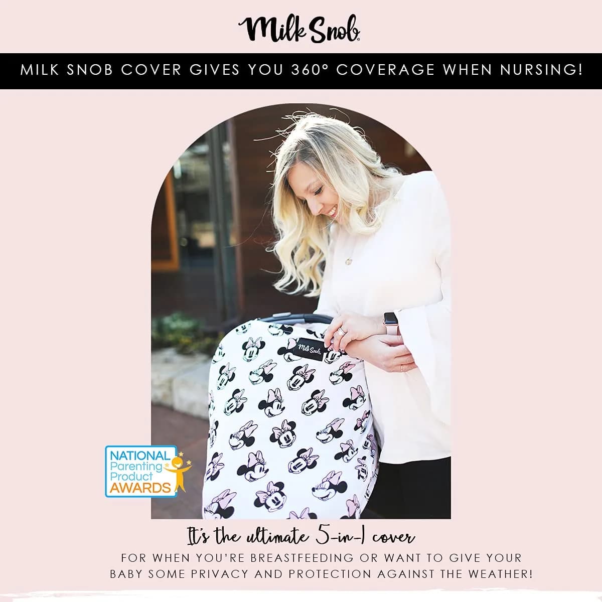 Milk Snob Original Disney 5-in-1 Cover Mickey Mouse Sketch, 1 Count | Breathable Rayon Blend for Car Seats, Nursing, Shopping Carts, High Chairs - view 2