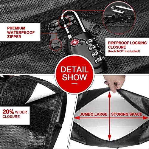 ROLOWAY Fireproof Document Bag 42cm (17 x 12 x 5.8 inches) | Water Resistant, Non-Itchy Silicone Coating thumbnail 5