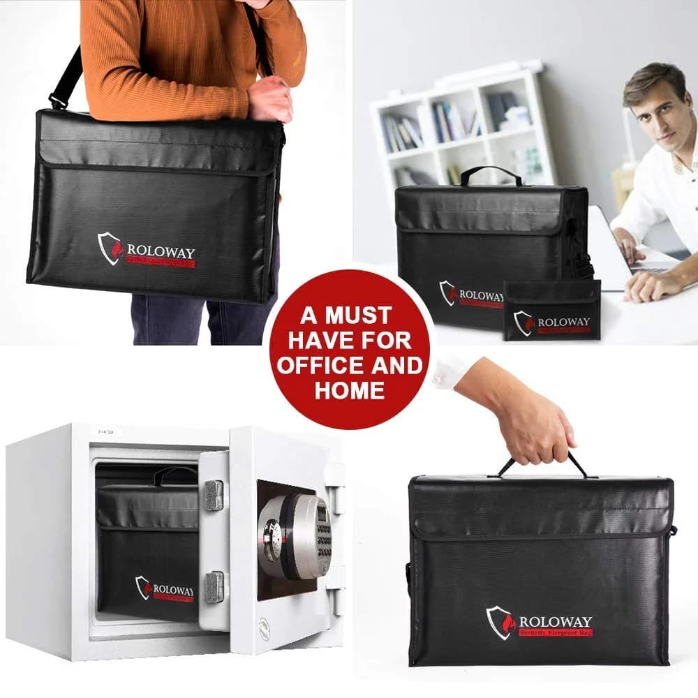ROLOWAY Fireproof Document Bag 42cm (17 x 12 x 5.8 inches) | Water Resistant, Non-Itchy Silicone Coating - view 6