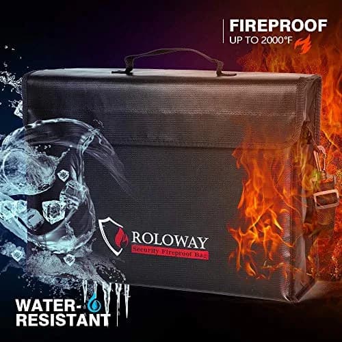 ROLOWAY Fireproof Document Bag 42cm (17 x 12 x 5.8 inches) | Water Resistant, Non-Itchy Silicone Coating thumbnail 3