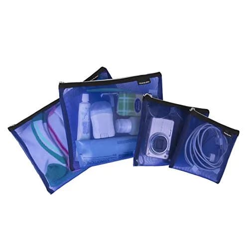 Travelon Set of 4 Mesh Pouches Blue 21.5cm (8.5in) x 32.1cm (12.5in) | Organize Travel Gear thumbnail 1