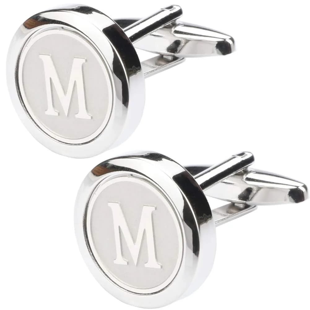 Dannyshi Classic Stainless Steel Initial Cufflinks 17mm | Monogram Letter A-Z for Men