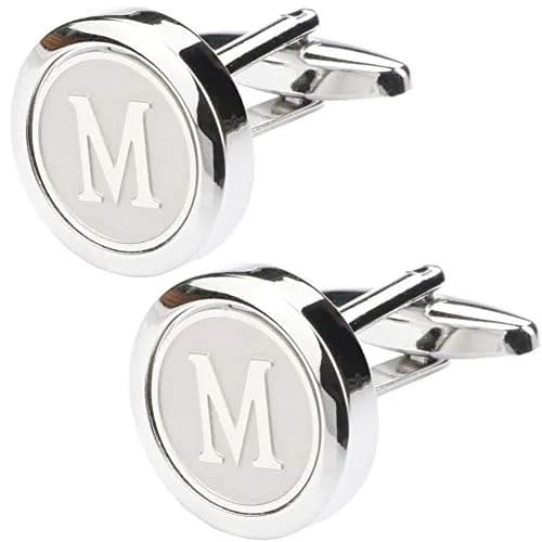 Dannyshi Classic Stainless Steel Initial Cufflinks 17mm | Monogram Letter A-Z for Men thumbnail 1