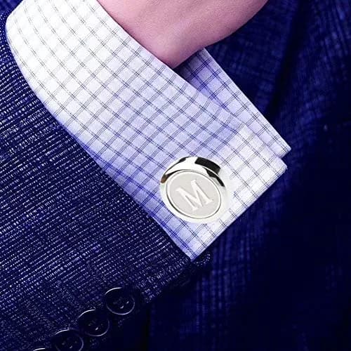 Dannyshi Classic Stainless Steel Initial Cufflinks 17mm | Monogram Letter A-Z for Men thumbnail 2
