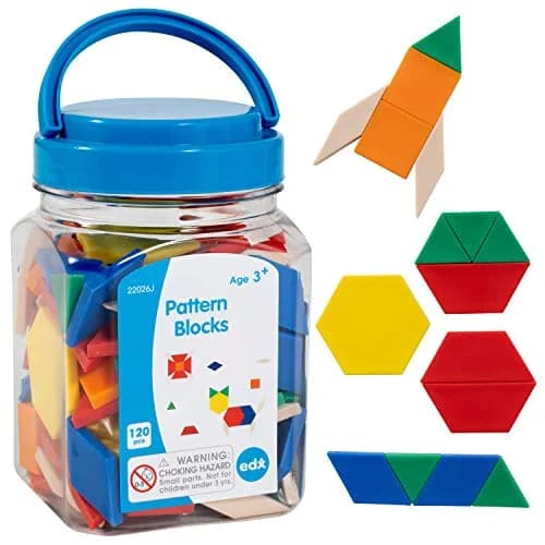Edx Education Pattern Blocks - Mini Jar Set of 120 | Develop Geometry, Fractions & Measurement Skills thumbnail 1