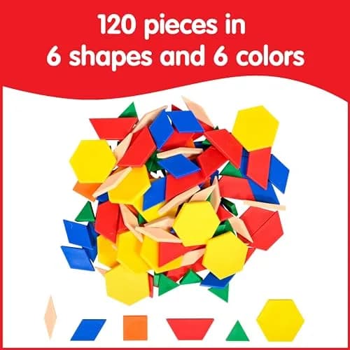 Edx Education Pattern Blocks - Mini Jar Set of 120 | Develop Geometry, Fractions & Measurement Skills thumbnail 3