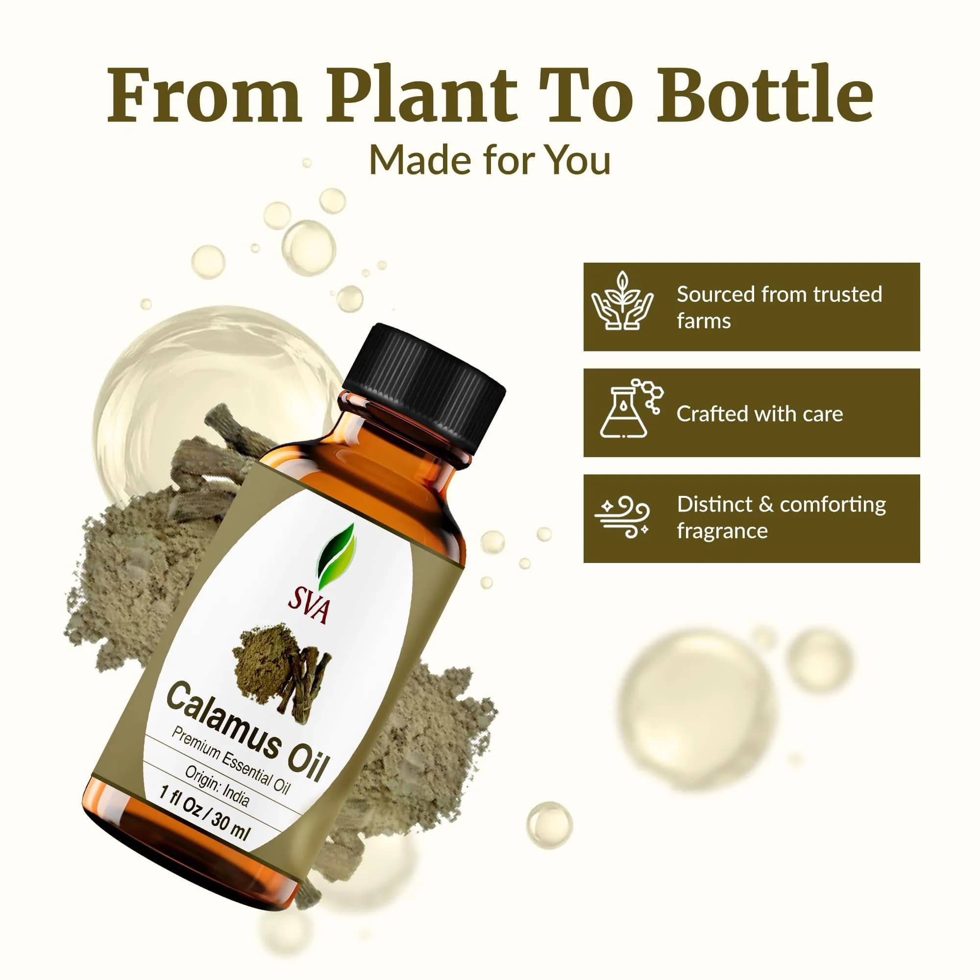 SVA ORGANICS Calamus Essential Oil 1 Fl Oz (30 ml) | Pure & Natural Aroma Oil - view 4
