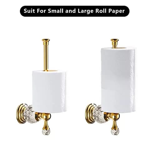 BATHSIR Crystal Toilet Paper Holder Gold Toilet Roll Holder Modern Bathroom Accessories Zinc Alloy Tissue Hanger Wall Mounted | Contemporary Style thumbnail 4