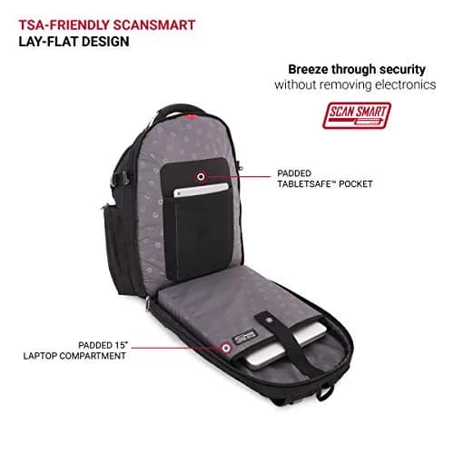 SwissGear 5709 ScanSmart Laptop Backpack | Fits Most 15 Inch Laptops & Tablets, TSA-Friendly, Water-Resistant thumbnail 5