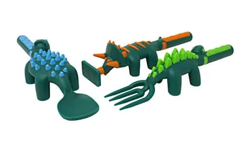 Constructive Eating Dinosaur Plate and Utensils Set | Toddler Dinnerware with Divided Plates (1 Plate, 3 Utensils) thumbnail 4