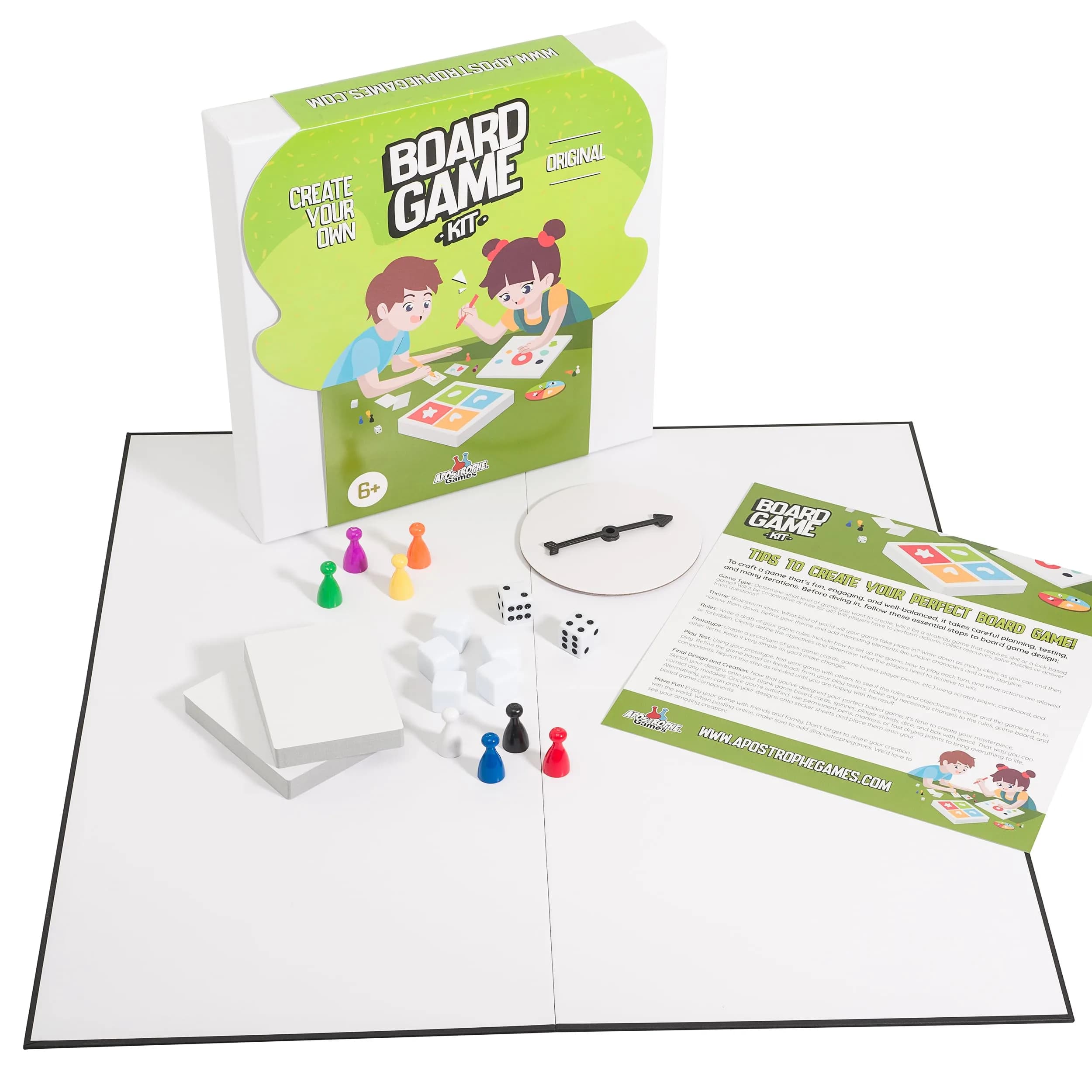 Apostrophe Games Create Your Own Board Game Kit, DIY Set with Blank Board & Game Pieces, 45.6cm x 45.5cm x 0.1cm | Educational & Non-Toxic - main product image