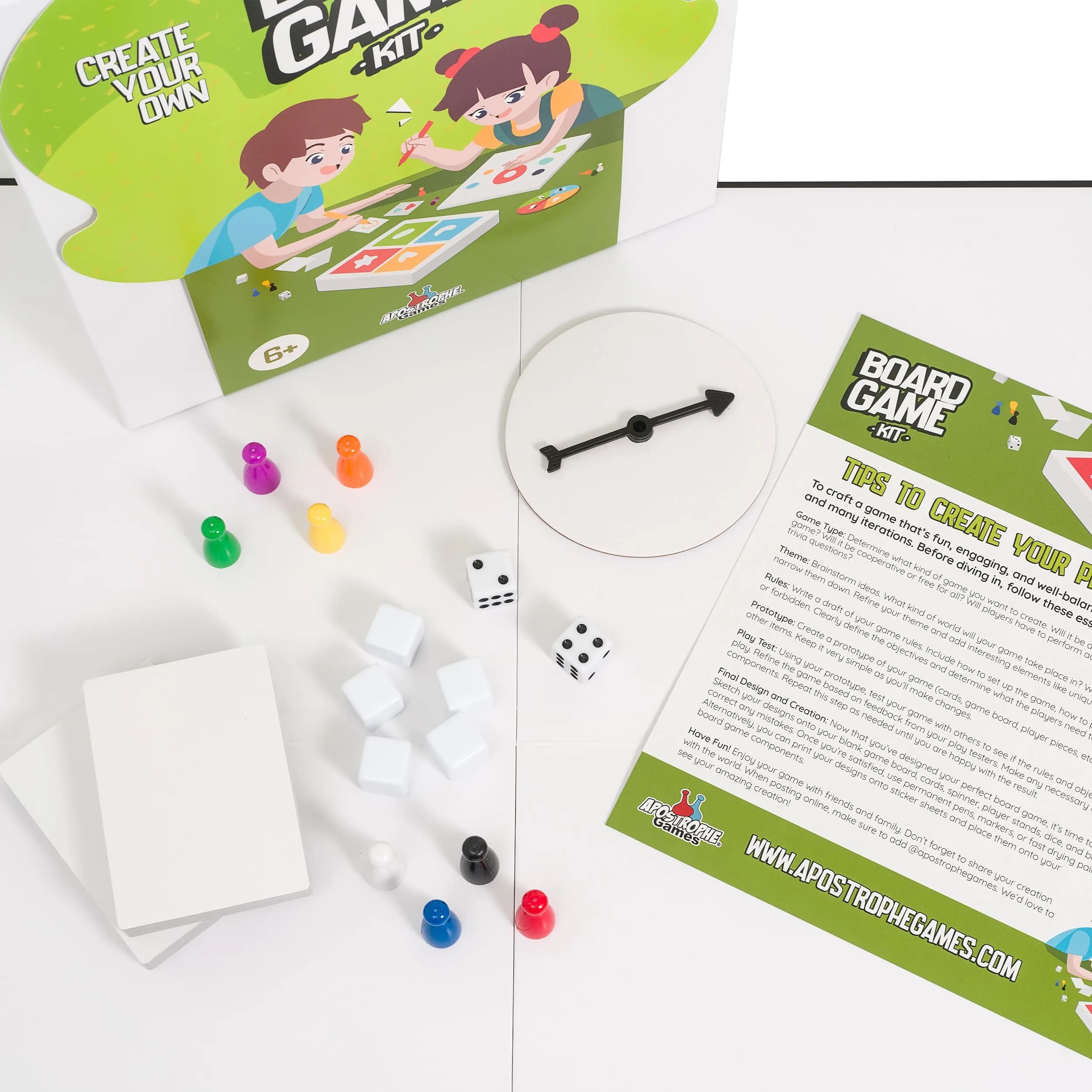 Apostrophe Games Create Your Own Board Game Kit, DIY Set with Blank Board & Game Pieces, 45.6cm x 45.5cm x 0.1cm | Educational & Non-Toxic - view 2