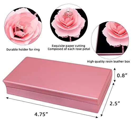 wonuu Rose Engagement Ring Box with Pop-Up Holder | 12cm x 6.8cm x 2cm (4.7" x 2.7" x 0.8") thumbnail 5