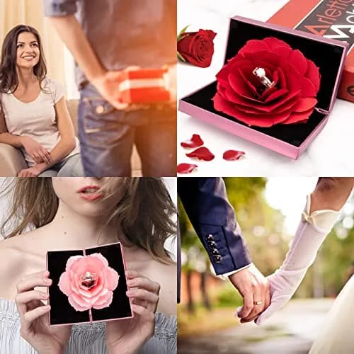 wonuu Rose Engagement Ring Box with Pop-Up Holder | 12cm x 6.8cm x 2cm (4.7" x 2.7" x 0.8") thumbnail 7