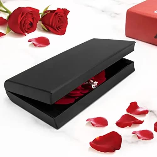 wonuu Pop Up Rose Engagement Ring Box | Black Resin Holder for Proposal, Wedding, Gift (12cm x 6.8cm x 2cm) thumbnail 4