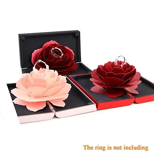 wonuu Pop Up Rose Engagement Ring Box | Black Resin Holder for Proposal, Wedding, Gift (12cm x 6.8cm x 2cm) thumbnail 8