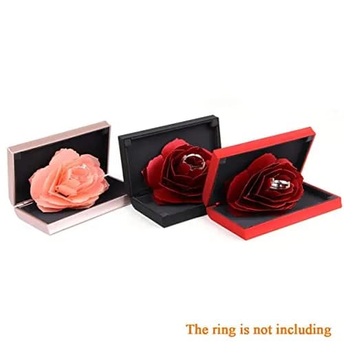 wonuu Pop Up Rose Engagement Ring Box | Black Resin Holder for Proposal, Wedding, Gift (12cm x 6.8cm x 2cm) thumbnail 9