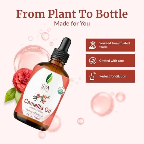 SVA ORGANICS Camellia Seed Carrier Oil 4 Fl Oz (118 mL) - Pure & Natural for Skin & Hair thumbnail 4