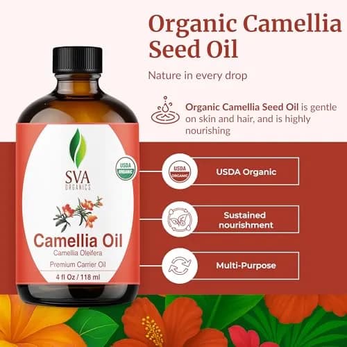 SVA ORGANICS Camellia Seed Carrier Oil 4 Fl Oz (118 mL) - Pure & Natural for Skin & Hair thumbnail 2