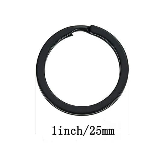 HeeYaa 1-inch Flat Key Rings, 25mm (1 inch) Outer Diameter, Black Metal Split Keyrings | Pack of 10 for Car, Home, Office Keys thumbnail 2