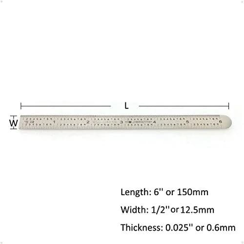 WeldingStop 6 inch (15 cm) Machinist Ruler | Flexible Stainless Steel Rule with 5R Graduations thumbnail 5