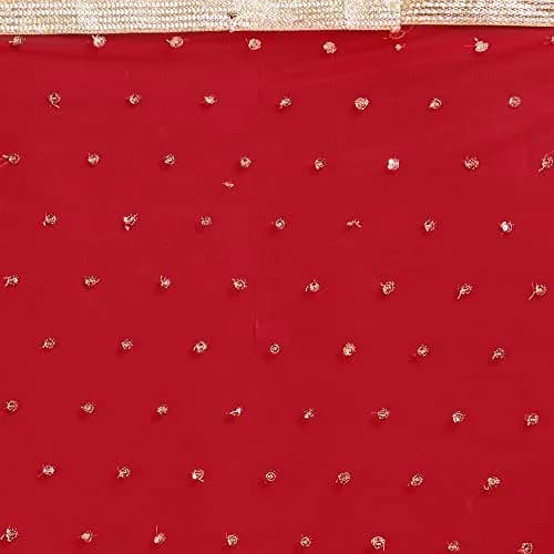 DUPATTA BAZAAR Embellished Red & Gold Net Dupatta 2.4m (8ft) | Party & Festive Wear thumbnail 6