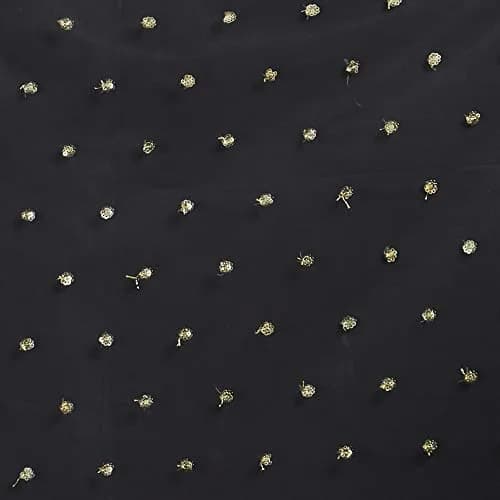 DUPATTA BAZAAR Embellished Black & Gold Net Dupatta 2.4m (7.87ft) | Party & Festive Wear thumbnail 6