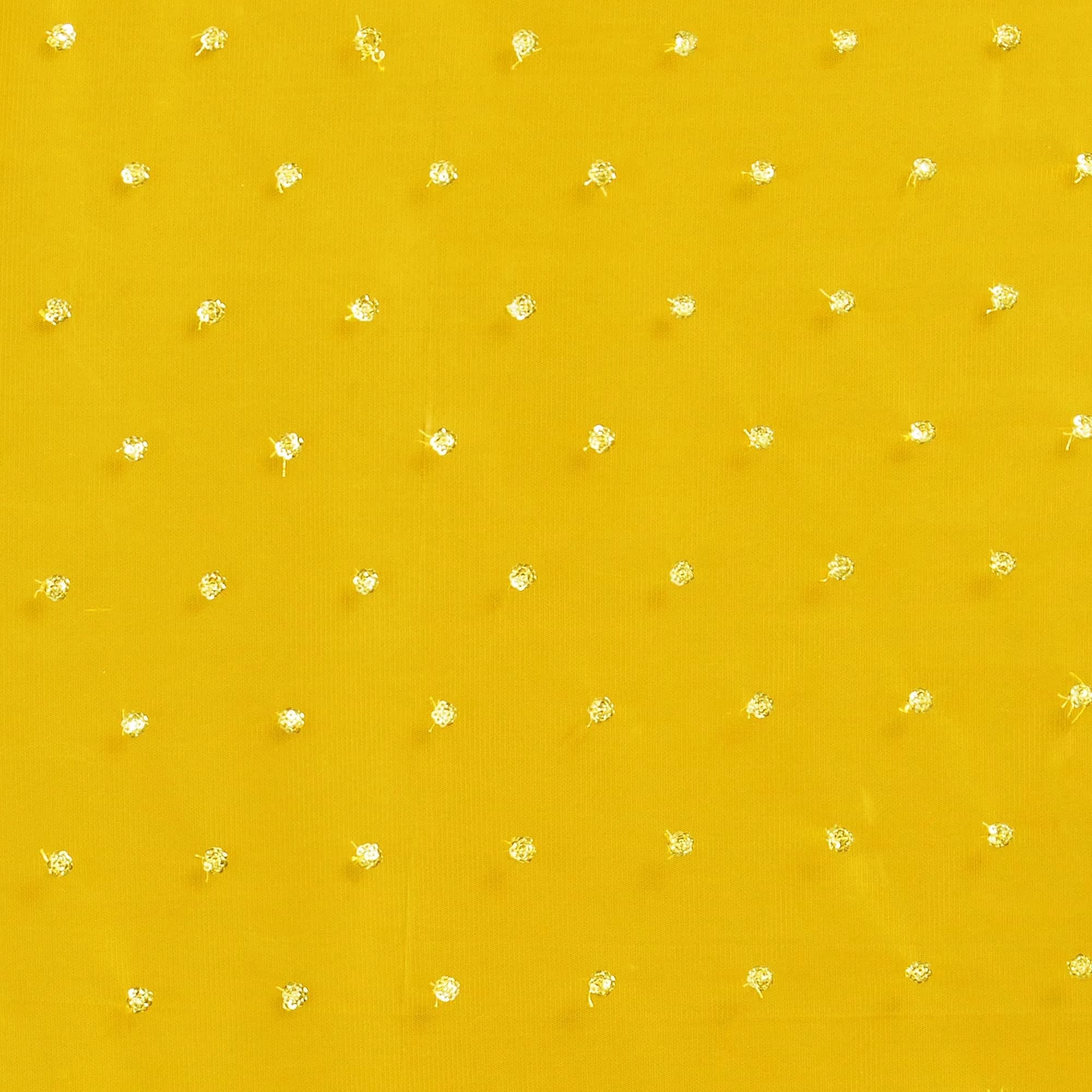 DUPATTA BAZAAR Embellished Yellow & Gold Net Dupatta 240cm (2.4m) | Party & Festive Wear - view 6