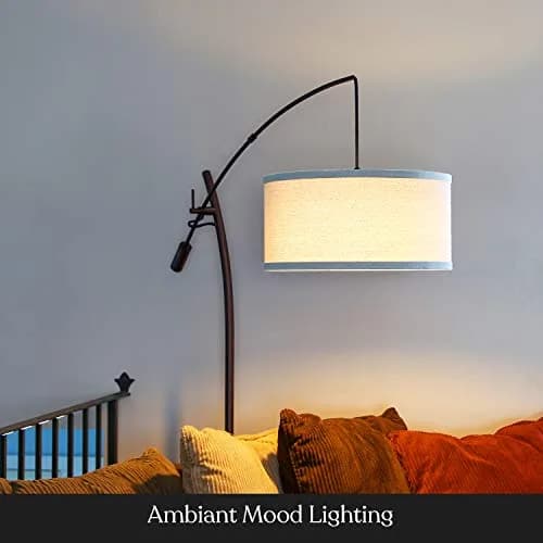 Brightech LED Floor Lamp, Modern Arc Lamp with Linen Shade, Tall, Adjustable Height, Bronze thumbnail 4