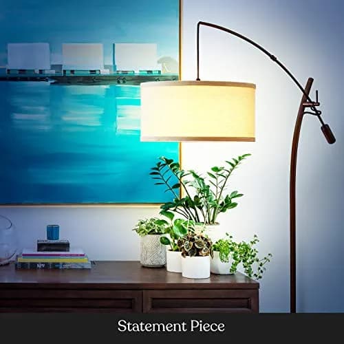 Brightech LED Floor Lamp, Modern Arc Lamp with Linen Shade, Tall, Adjustable Height, Bronze thumbnail 5