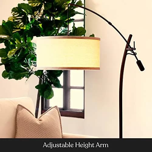 Brightech LED Floor Lamp, Modern Arc Lamp with Linen Shade, Tall, Adjustable Height, Bronze thumbnail 7