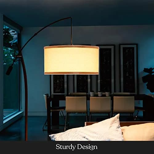 Brightech LED Floor Lamp, Modern Arc Lamp with Linen Shade, Tall, Adjustable Height, Bronze thumbnail 8